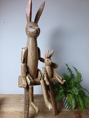 Paar Holz Gelenk Hasen Ornamente Ostergeschenk