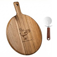GleeNflux GB-S-NPB-001 Charcuterie, Cheese & Pizza Serving Board 12" Acacia Wood