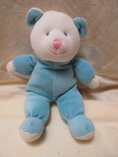 Vintage RUSS Plush Blue White Baby Bear Rattle 8.5 Soft Stuffed Animal