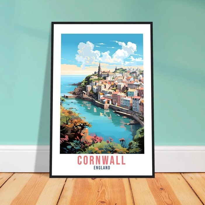 Cornwall Travel Print Cornwall Seaside Home Decor