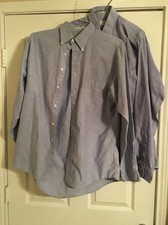 Lot of 2 Van Heusen Shirt Sz 16 36-37 Dress Oxford Long Sleeve Blue Button Down