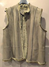 Elvi Faux Fur Waistcoat Gilet Brown Warm & Soft Black Stitch Detail Size 3xl