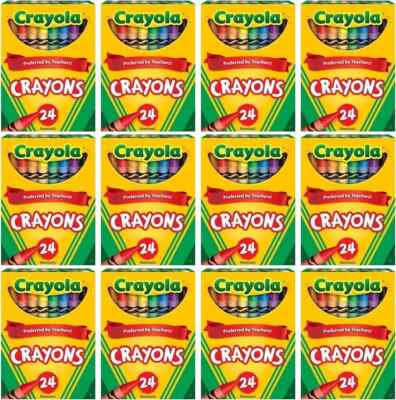 12 PACKS - Crayola 24 Count Box Assorted Color Crayons, Non-Toxic - NEW IN PACKS