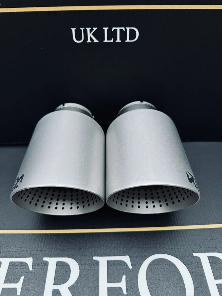 2 X 4” STAINLESS STEEL 304 SAND BLASTED AKRAPOVIC EXHAUST TIPS UNIVERSAL - Image 4 of 4