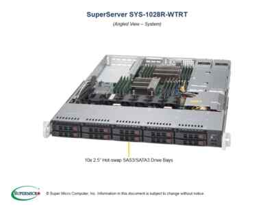  *Authorized Partner*Supermicro SYS-1028R-WTRT 1U Rackmout W/ X10DRW-iT