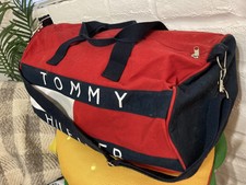 Vintage 90 s Tommy Hilfiger Big Flag Canvas Duffel Gym Travel Bag