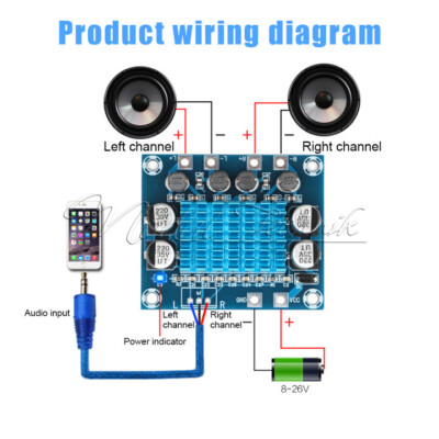 XH-A232 DC 8-26V Dual Channel Digital Audio Power Amplifier Board 2*30W Module