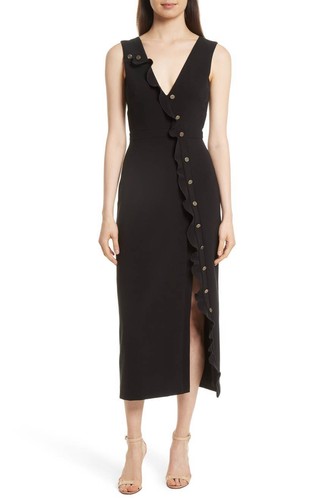 V-Neck Midi Zip LBD Dress 