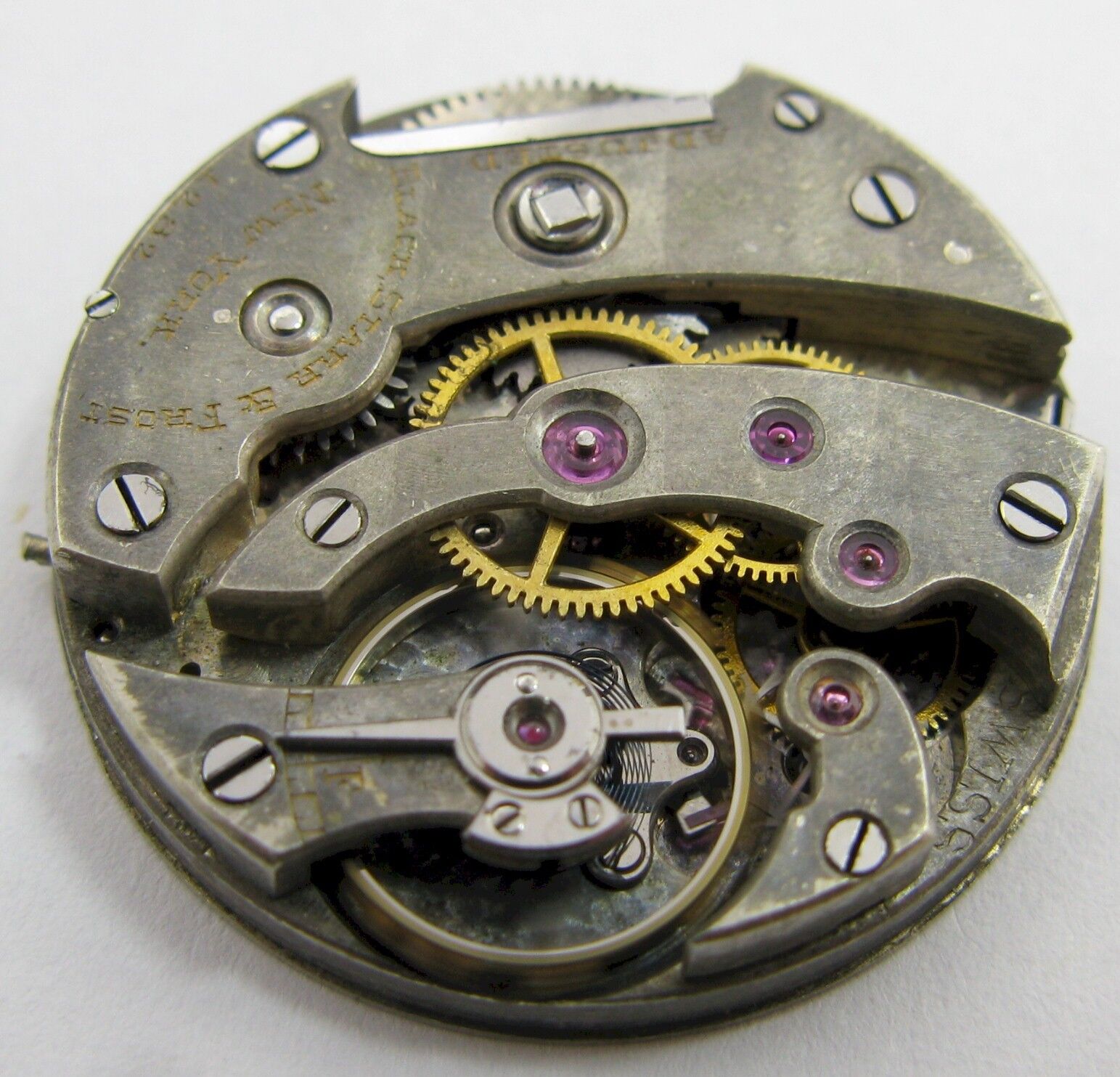 Quality round Swiss Watch movement 17 jewels * Black Starr & Frost  for parts 