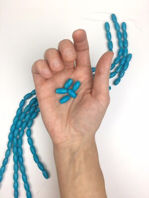 Blue Magnesite Faux Turquoise 13mmx8mm Oval/Barrel Gemstone Beads 28 per strand