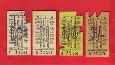 4 Manx Electric Railway MER Tickets - Überdrucktarife: 10d bis 3/- - 60er/70er Jahre