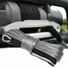 1/4"x50' 10000LBS Synthetic Winch Rope Line Recovery Cable 4WD ATV Gray W/ Guard