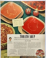 1952 Campbell's Tomato Soup MCM Vintage Print Ad Poster Man Cave Art Deco 50's