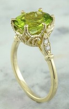 2Ct Oval Lab-Created Peridot 14K Yellow Gold Plated Solitaire Engagement Ring