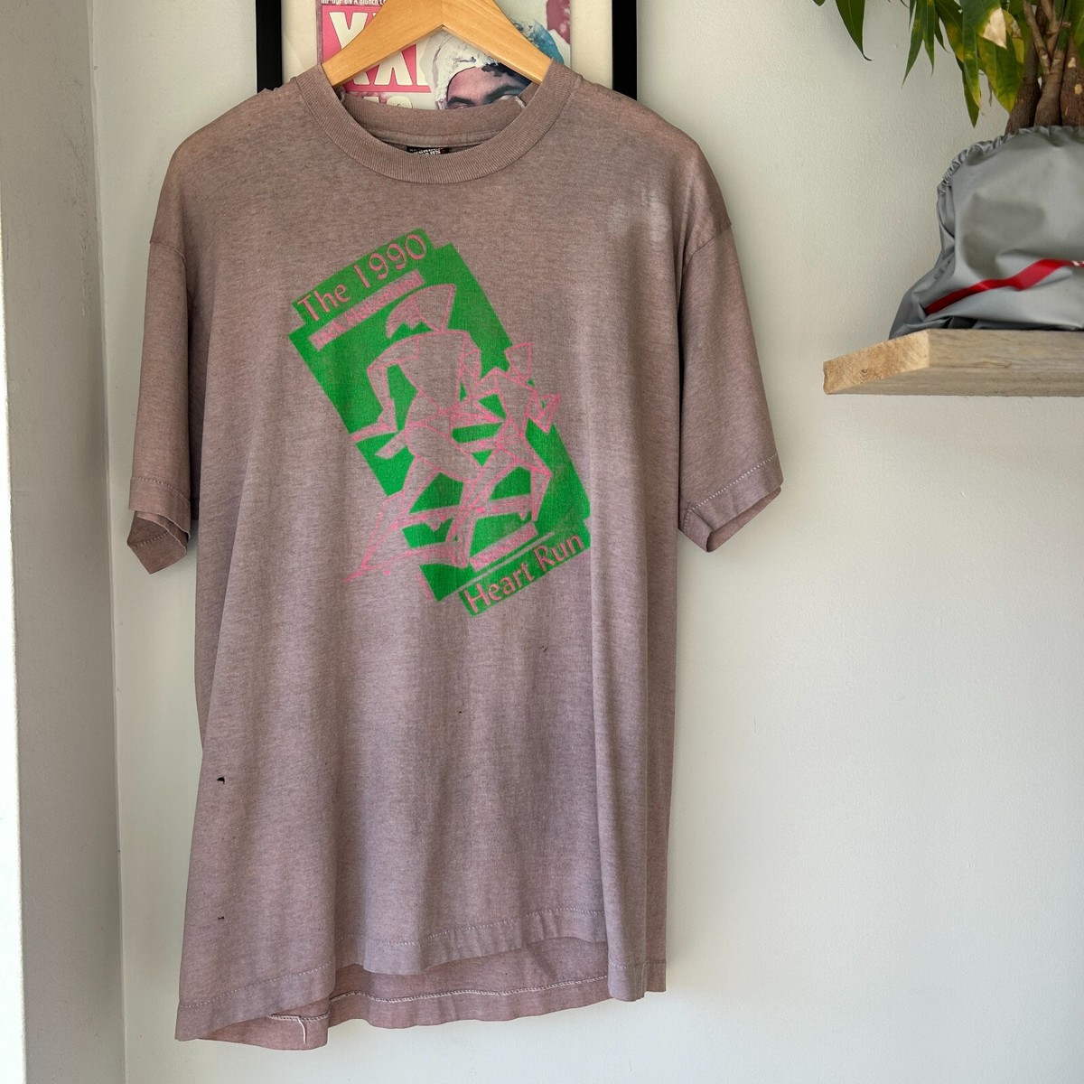 VINTAGE 90s | Heart Run Over Dyed Brown T-Shirt sz L | eBay