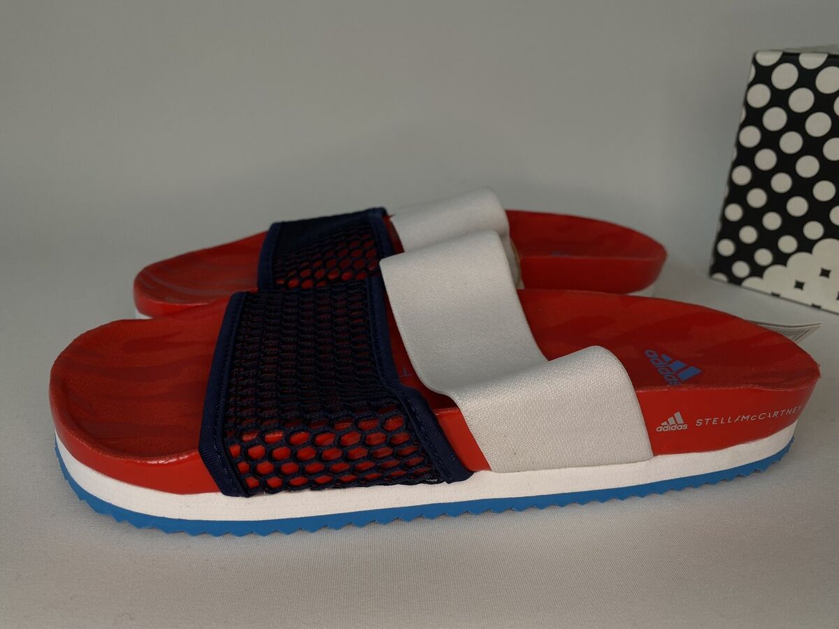 ADIDAS BY STELLA McCARTNEY LETTE SLIDES SANDALS MESH RED ADIDAS BY STELLA McCARTNEY LETTE SLIDES SANDALS MESH RED