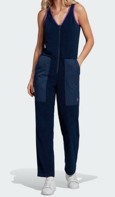 Adidas COLLEGIATE NAVY/PURPLE Fleece Jumpsuit Jumper One Body Suit