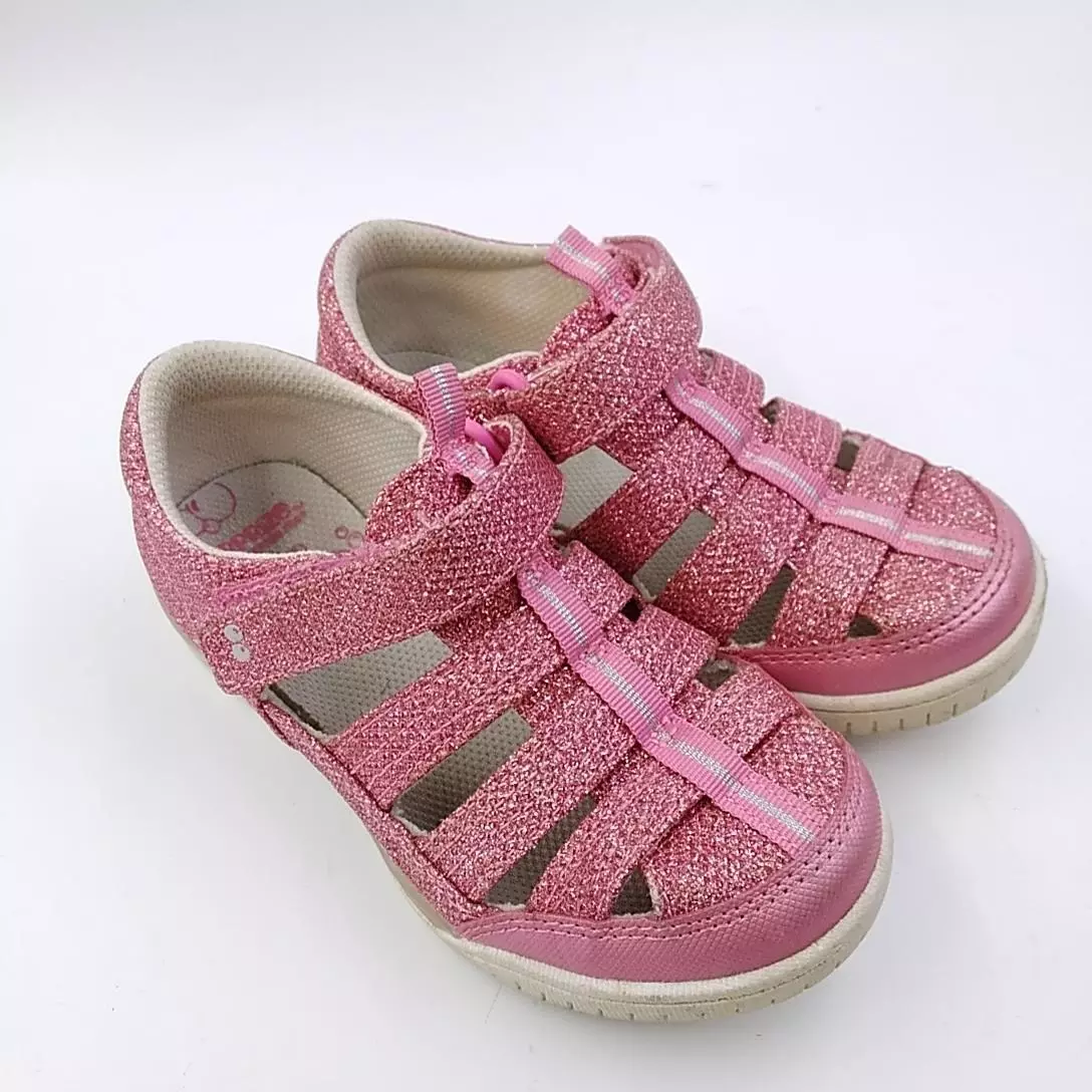 Surprize By Stride Rite Girls Pink Hook Loop Strappy Sandals Shoes