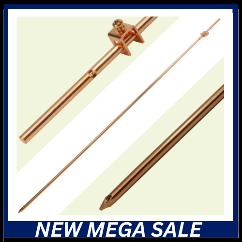 Skywalker - 4ft Ground Rod with Attached Wire Clamp | Copper Grounding Rod Prote