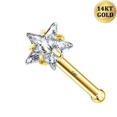 14k Solid Gold Nose Stud with Diamond CZ Small Micro Nose Bone Stud Fl –  Massete