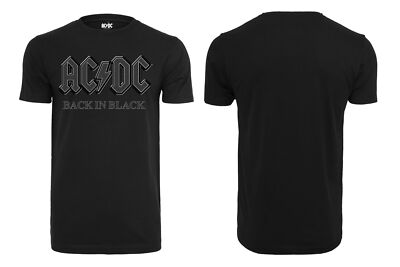Merchcode Herren T-Shirt Oberteil Frontprint ACDC Back In Black Tee Kurzarm XS-X