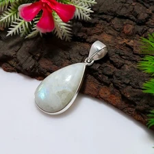 Bluefire Moonstone Pendant Handmade Gemstone 925 Sterling Silver Jewelry Pendant