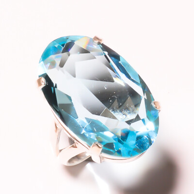 Christmas Blue Topaz Gemstone 925 Sterling Silver Handmade Ring All ...
