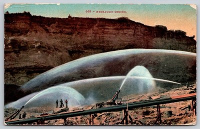 Vintage Hydraulic Mining Postcard California Gold Rush Era 1910 Postmarked AA233