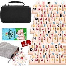 Demteric Rummy Cube Game, 6 Players, 162 Tiles, 6 Wooden Holders