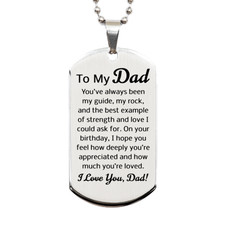 To My Dad Dog Tag Necklace - Dad Birthday Gifts from Son Daughter - Fathers Day