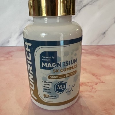 Funrich Magnesium 5x Complex 120 Capsules +B6 Dietary Supplement Exp 08/2027