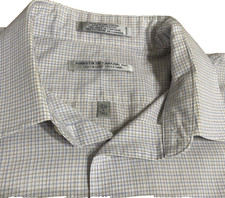 Forsyth of Canada Size L Tall 17 1/2 Dress Shirt Blue Brown Check Long Sleeve