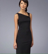 EUC David Meister Asymmetrical Neck knotted sleeveless sheath Dress Black Size 2