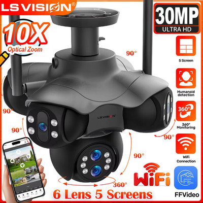 30MP WiFi IP Camera Five Screen 10X Optical ZOOM Outdoor PTZ Security Camera CCT