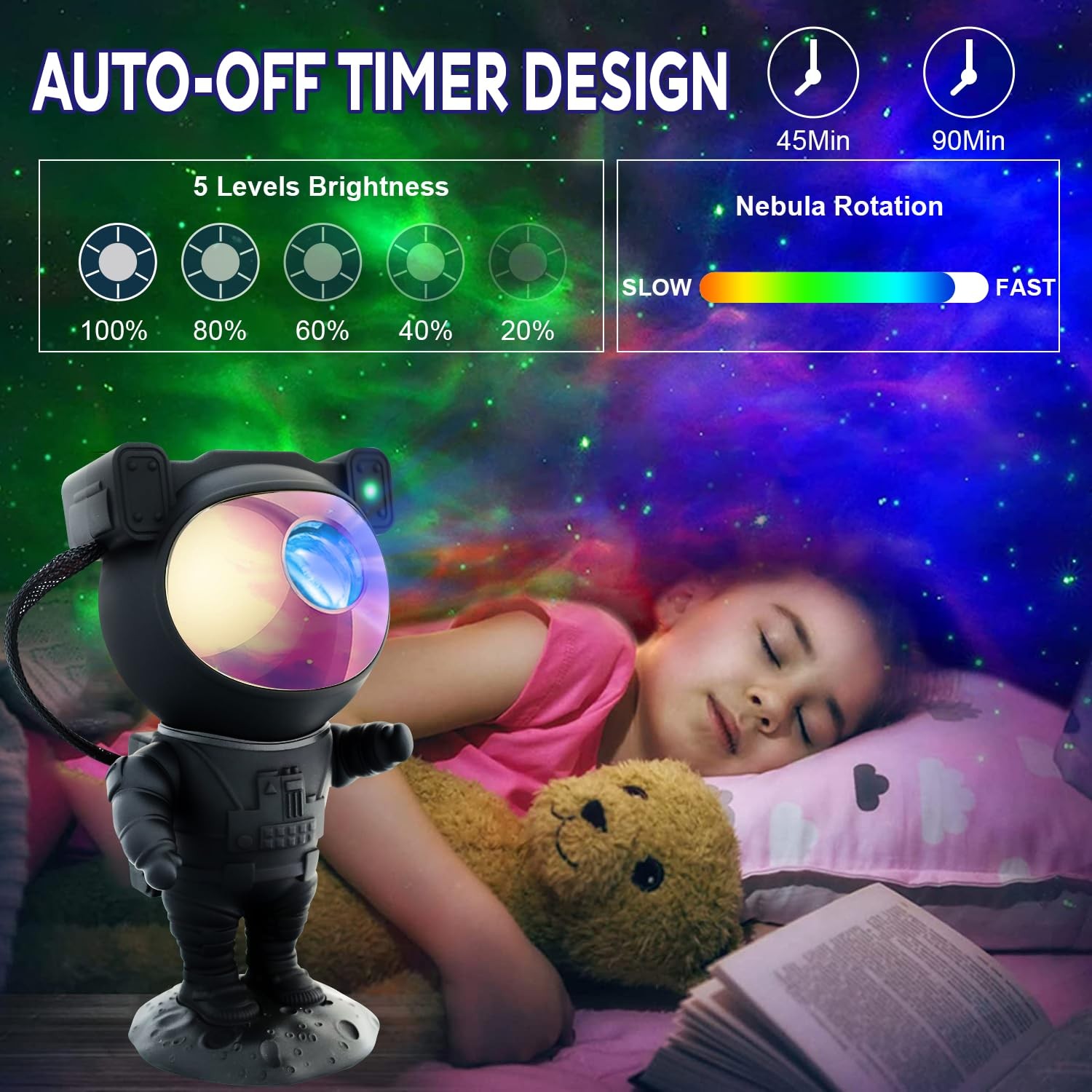 Astronaut Projector Galaxy Starry Night Light Nebula Ceiling Lamp with Remote