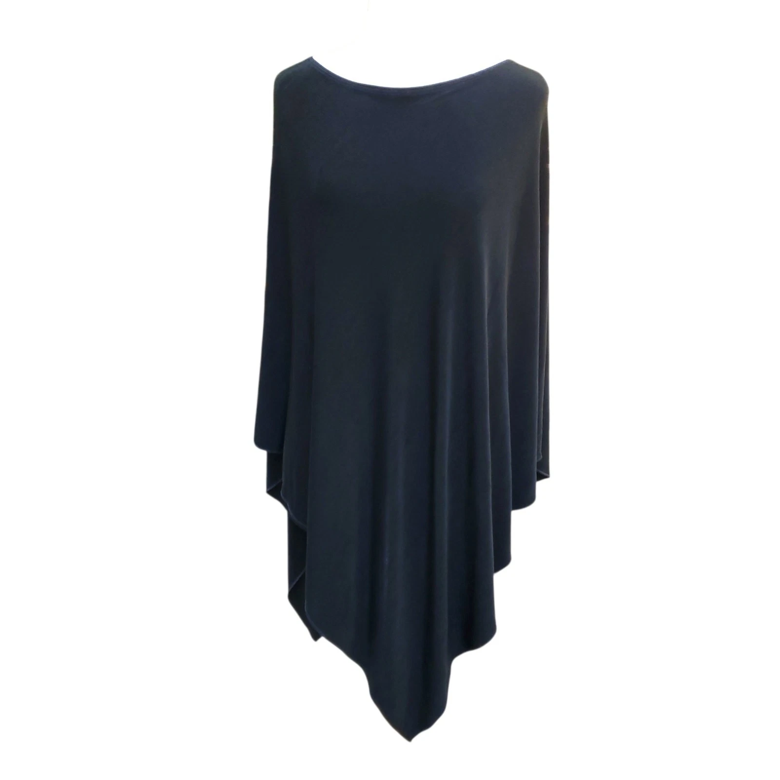 Chico's Travelers O/S Black Poncho Cape Asymmetric Minimalist Hem Chicos One Sz