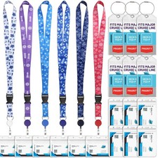 6 Pack Lanyards with Ship Card Holders, Retractable Badge Reels with Waterpro...