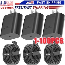25w Type USB-C Fast Wall Charger+6FT Cable For Samsung Galaxy S20 S21 5G lot US