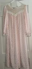 Vintage Christian Dior Pink Nightgown W/ Ivory Lace-Long Sleeves