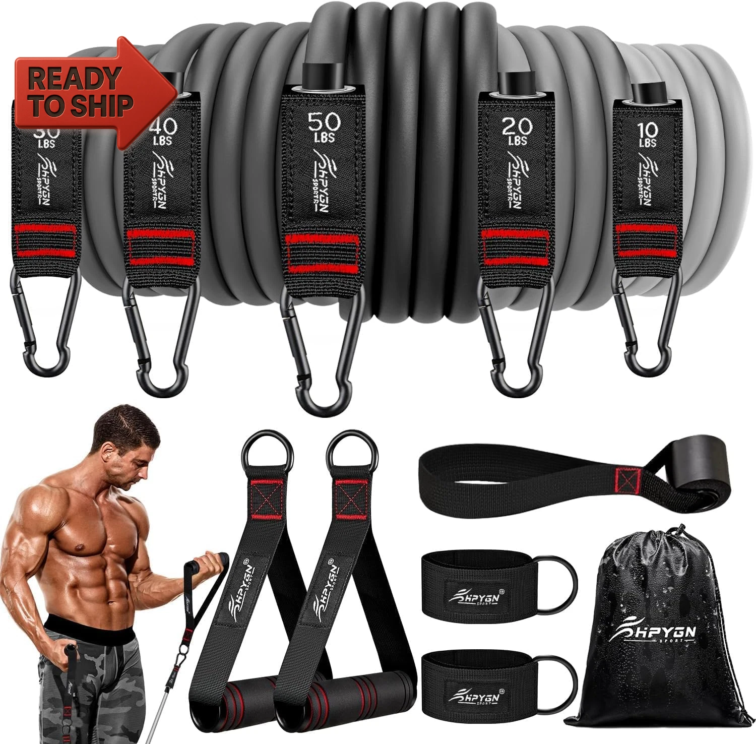 HPYGN Resistance Bands Exercise Bands with Handles Fitness Workout Home Gym
Opens in a new window or