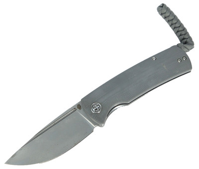 Petrified Fish PFP01 Beluga Folding Knife K110 Steel Drop Point Gray Micarta EDC