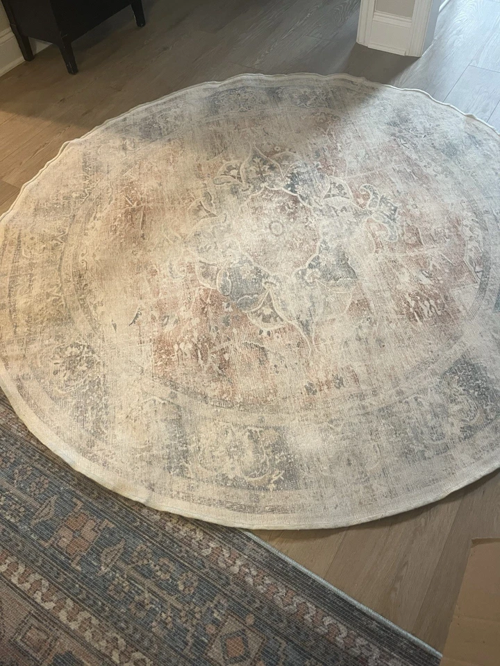 Adeline Ivory Opal Resistente 6' Redondo con Alfombra Lavable a Máquina y Acolchado Foto 2 de 4