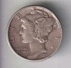 1941-D MERCURY DIME 10¢ DENVER 90% SILVER COIN UNITED STATES MINT