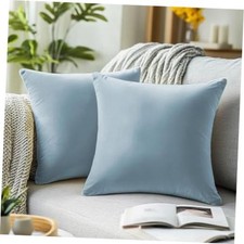 Velvet Throw Pillow Covers 18x18 Inch Set of 18" x 18" Pack of 2 2 Light Blue