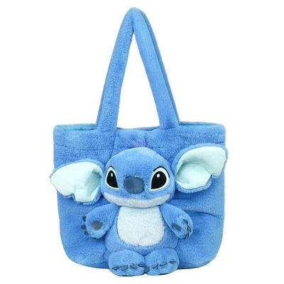 MARKENLOS Blau Stitch Plüsch Tasche Schultertasche Rucksack Damen Umhängetasche Handtasche