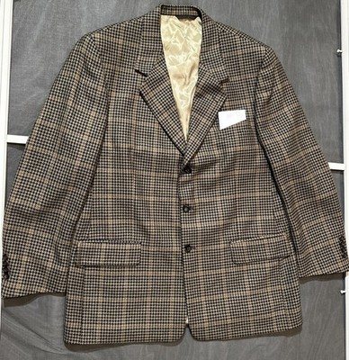 Nathan David Tweed Blazer Size R Blue Tan Black 3 Button Suit Jacket