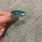 Vintage 925 Sterling Silver Agate Crystal Slab Statement Ring