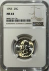 1955 Washington Silver Quarter 25C – NGC MS64 – Choice Mint State