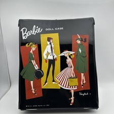 Vintage 1961 Barbie Doll Case Ponytail by Mattel Black Vinyl Carrying Case Flaws