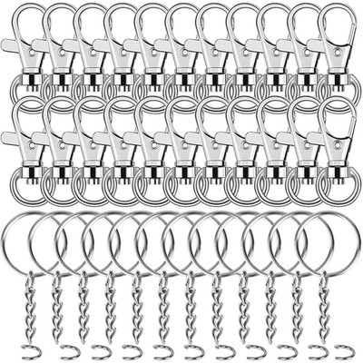 120Pcs Swivel Snap Hook and Key Rings with Chain for Keychain Lanyard